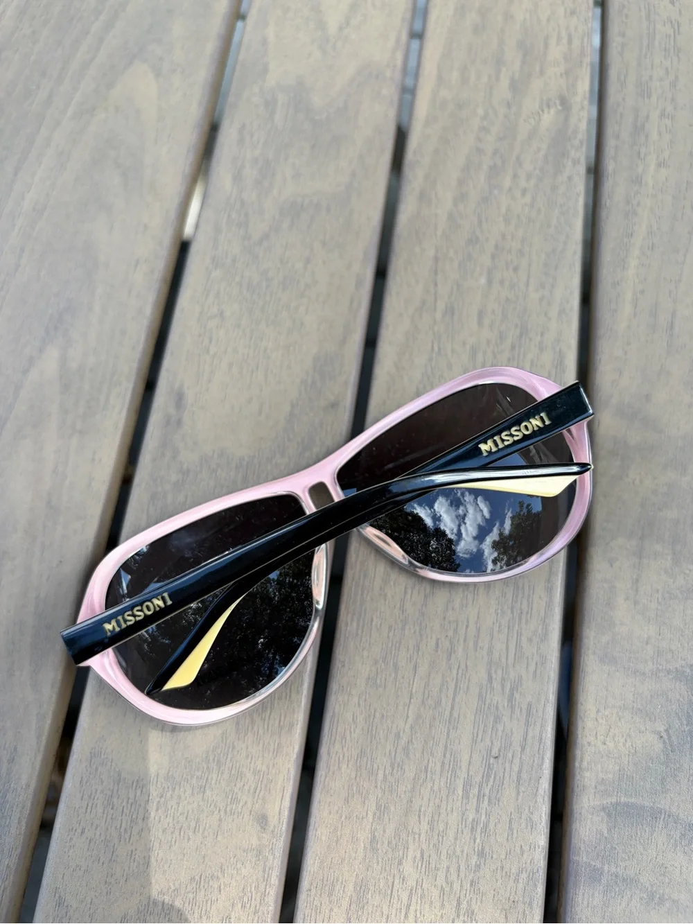 Missoni Pink Frame Sunglasses with Black Temples and Gold Logo